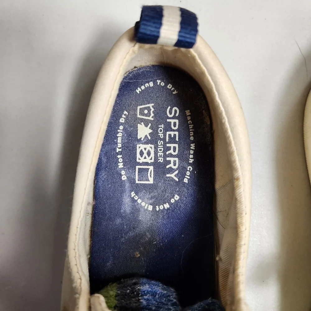 SPERRY Top-Sider STS83181 Womens |8| Beige Leather Lace Up Slip On Boat Shoes